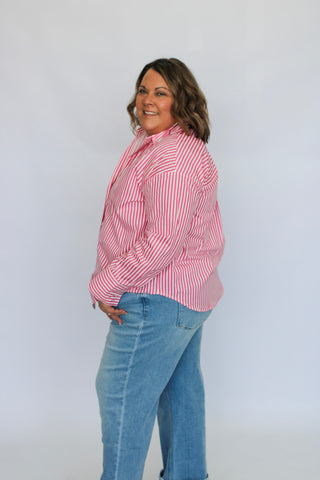 The Line Up Oversized Luxe Button Down - Trudy's Trendy Boutique