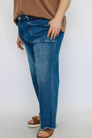 Vervet HR Raw Hem Ankle Wide/Curvy - Trudy's Trendy Boutique