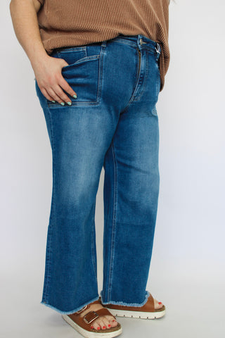 Vervet HR Raw Hem Ankle Wide/Curvy - Trudy's Trendy Boutique