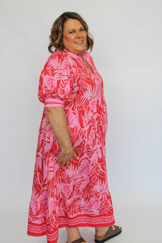 The Botanica Border Dress Reg/Curvy - Trudy's Trendy Boutique