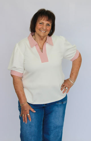 Sunday Social Collared Top - Trudy's Trendy Boutique