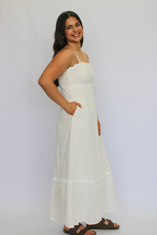 Genevieve Scalloped Eyelet Midi Dress - Trudy's Trendy Boutique