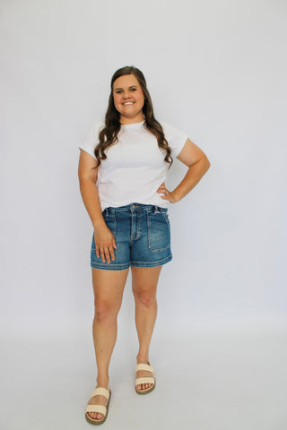 Vervet High Rise Patch'D Shorts Reg/Curvy - Trudy's Trendy Boutique