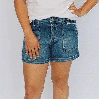 Vervet High Rise Patch'D Shorts Reg/Curvy - Trudy's Trendy Boutique