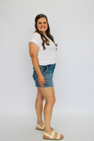 Vervet High Rise Patch'D Shorts Reg/Curvy - Trudy's Trendy Boutique