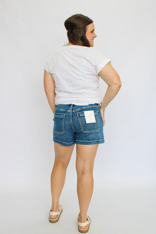 Vervet High Rise Patch'D Shorts Reg/Curvy - Trudy's Trendy Boutique
