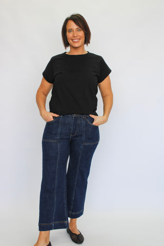 Mica Super HR Wide Crop French Navy Reg/Curvy - Trudy's Trendy Boutique