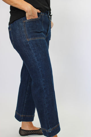 Mica Super HR Wide Crop French Navy Reg/Curvy - Trudy's Trendy Boutique