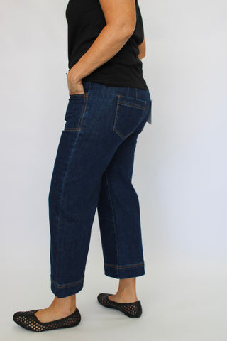 Mica Super HR Wide Crop French Navy Reg/Curvy - Trudy's Trendy Boutique
