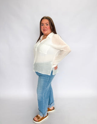 Effortless Edge Airy Button Down - Trudy's Trendy Boutique