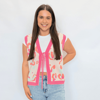 Blush Wild Tie - Front Sweater Vest - Trudy's Trendy Boutique