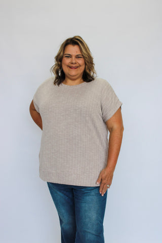 Gallery Row Ribbed Top/Curvy