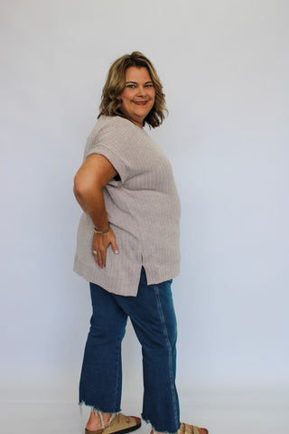Gallery Row Ribbed Top/Curvy