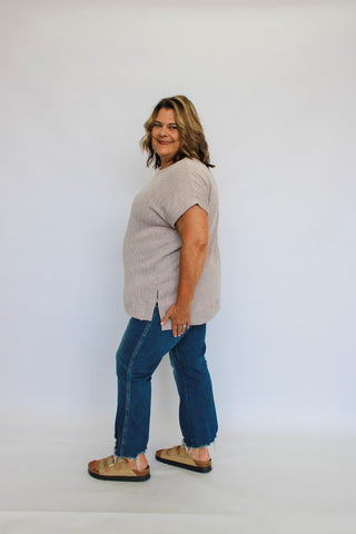 Gallery Row Ribbed Top/Curvy
