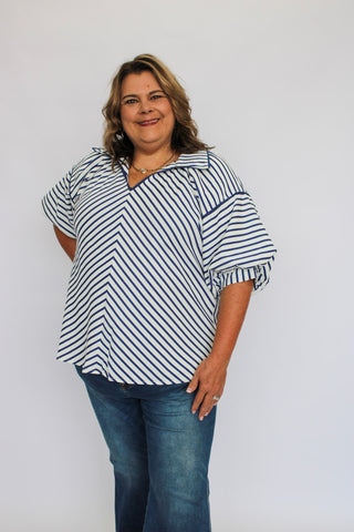 Zigzag Social Blouse - Trudy's Trendy Boutique