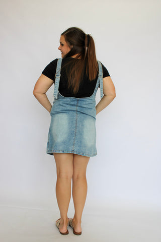 Weekend Ready Denim Overall Dress - Trudy's Trendy Boutique