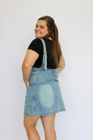 Weekend Ready Denim Overall Dress - Trudy's Trendy Boutique