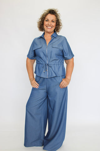 Midtown Denim Wide Leg Pants - Trudy's Trendy Boutique
