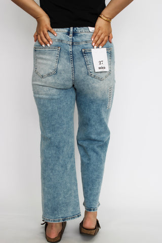 Mica HR Straight Loose Fit Front Yoke Crops - Trudy's Trendy Boutique