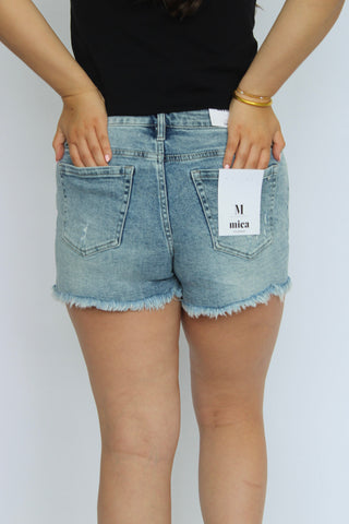 Mica High Rise Shorts in Cool Blue - Trudy's Trendy Boutique