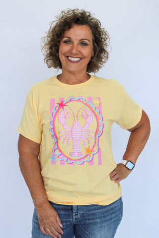 GIngham Girly Stripe Lobster Tee - Trudy's Trendy Boutique