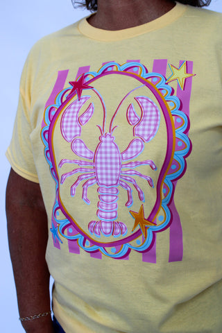 GIngham Girly Stripe Lobster Tee - Trudy's Trendy Boutique