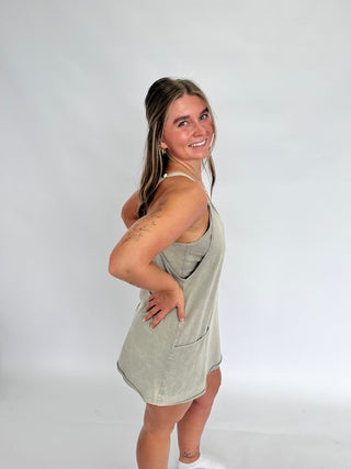 Edge of Town Acid Wash Romper Dress - Trudy's Trendy Boutique