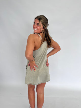 Edge of Town Acid Wash Romper Dress - Trudy's Trendy Boutique