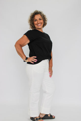 Round Neck Folded Short Sleeve