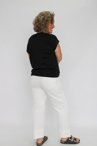 Round Neck Folded Short Sleeve