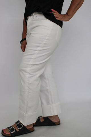 Vervet High Rise White Slim Wide-Leg Crops - Trudy's Trendy Boutique