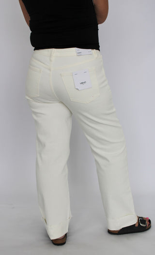 Vervet High Rise White Slim Wide-Leg Crops - Trudy's Trendy Boutique