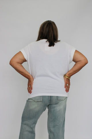 Round Neck Folded Short Sleeve/Curvy - Trudy's Trendy Boutique