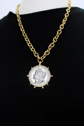 ChanSutt Two Toned Coin Necklace - Trudy's Trendy Boutique