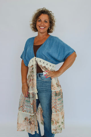 Magnolia Patchwork Kimono - Trudy's Trendy Boutique