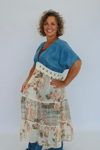 Magnolia Patchwork Kimono - Trudy's Trendy Boutique