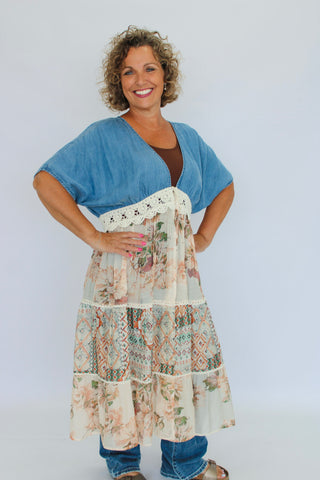Magnolia Patchwork Kimono - Trudy's Trendy Boutique