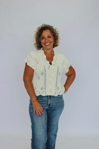 Woven Whisper Scalloped Cardigan - Trudy's Trendy Boutique