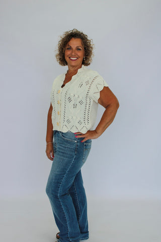 Woven Whisper Scalloped Cardigan - Trudy's Trendy Boutique