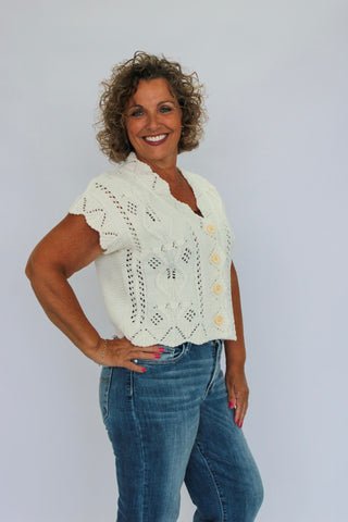 Woven Whisper Scalloped Cardigan - Trudy's Trendy Boutique