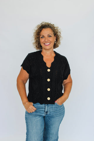 Woven Whisper Scalloped Cardigan - Trudy's Trendy Boutique