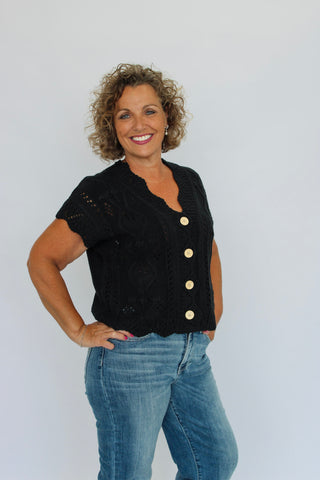 Woven Whisper Scalloped Cardigan - Trudy's Trendy Boutique