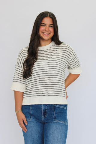 Sea Breeze Exposed Seam Striped Top - Trudy's Trendy Boutique