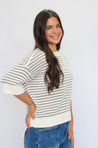 Sea Breeze Exposed Seam Striped Top - Trudy's Trendy Boutique