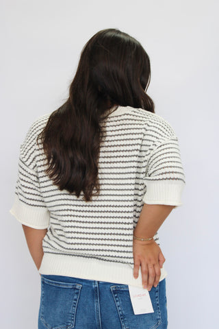 Sea Breeze Exposed Seam Striped Top - Trudy's Trendy Boutique