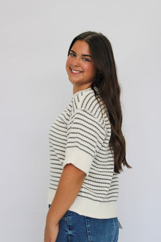 Sea Breeze Exposed Seam Striped Top - Trudy's Trendy Boutique