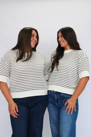 Sea Breeze Exposed Seam Striped Top - Trudy's Trendy Boutique
