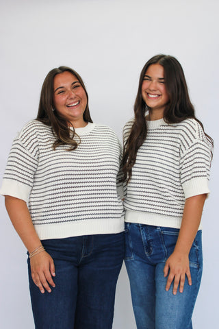 Sea Breeze Exposed Seam Striped Top - Trudy's Trendy Boutique