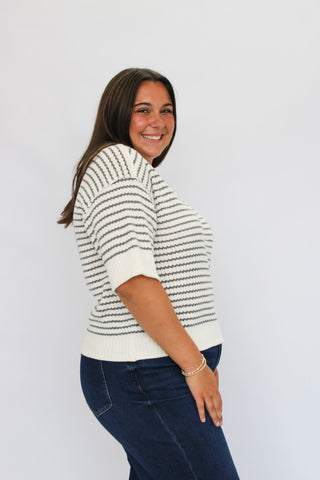 Sea Breeze Exposed Seam Striped Top - Trudy's Trendy Boutique