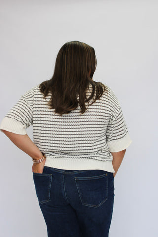 Sea Breeze Exposed Seam Striped Top - Trudy's Trendy Boutique